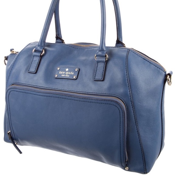 kate spade Handbags - Kate Spade Blue Satchel with Silver Accents